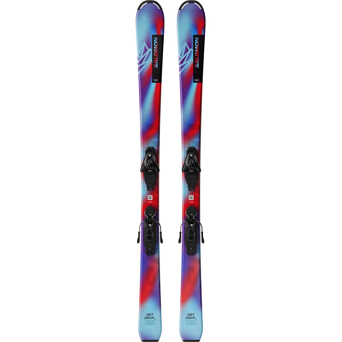 Image of Salomon QST Jr M Ski + L6 GW J2 70 Binding - 2026 - Kids' Pastel Neon Blue 3/Poppy Red/Black, 150mm