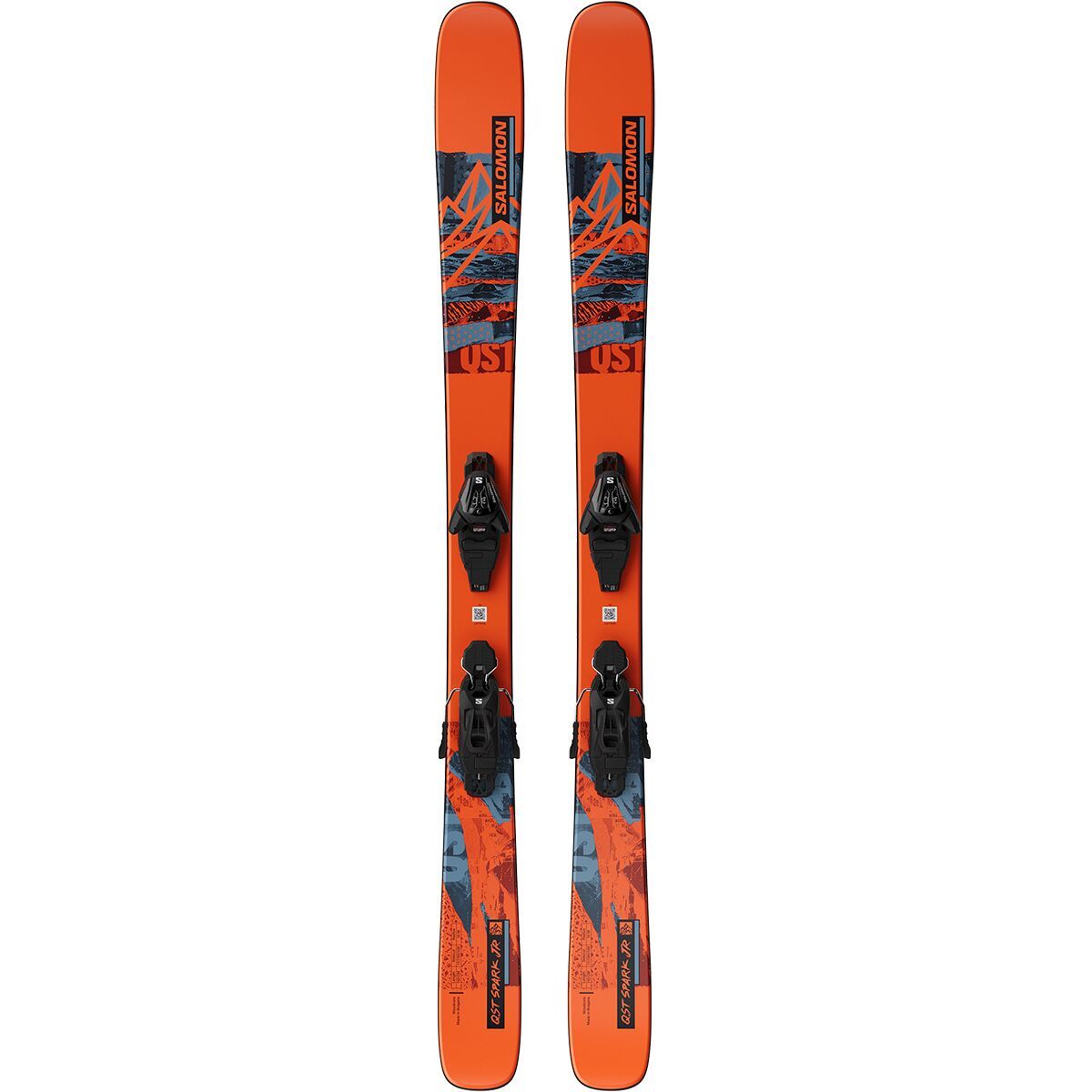 Image of Salomon QST SPARK Jr M Ski + L6 GW J Bindings - 2025 - Kids' Flame/Copen Blue/Black, 143cm