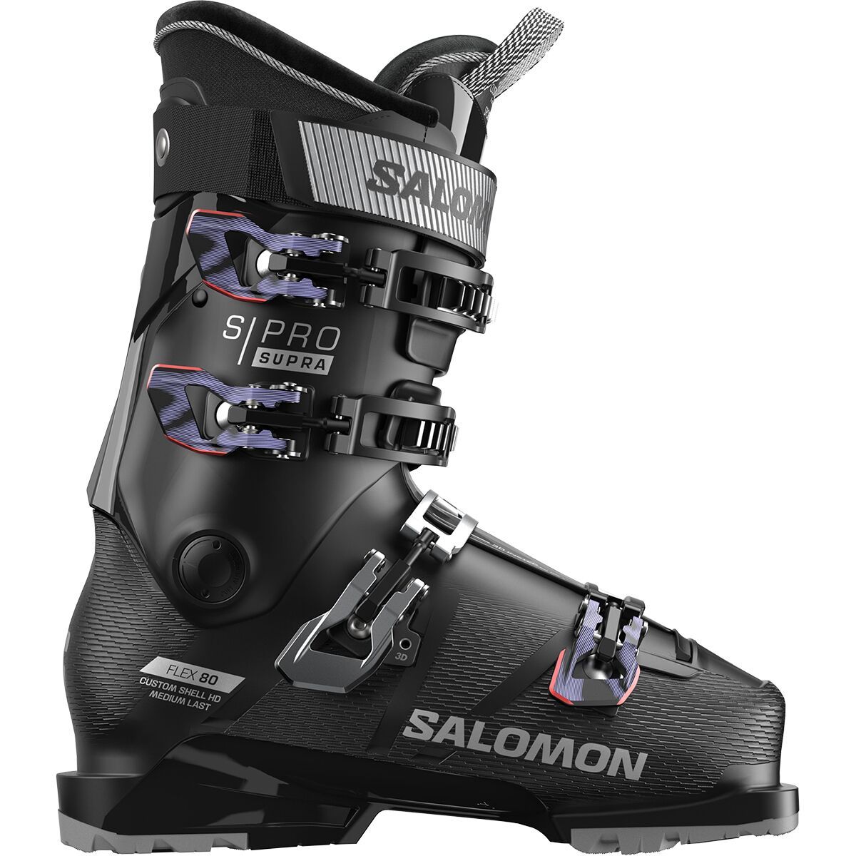 Image of Salomon S/Pro Supra 80 GW Boot - 2026 - Women's Black/Silver Metallic/Sweet Lavender, 22.5