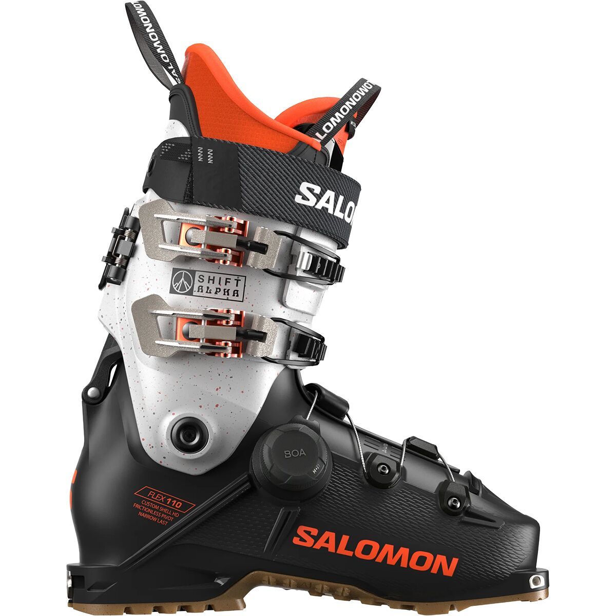 Image of Salomon Shift Alpha BOA 110 Boot - 2026 Black/Orange Tiger/Orange Tiger, 27.5