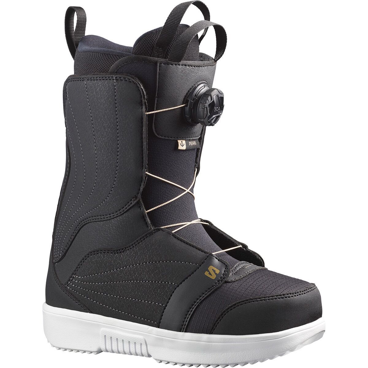 Image of Salomon Pearl BOA Snowboard Boot - 2025 - Women's Black/White/Gold, 26.5