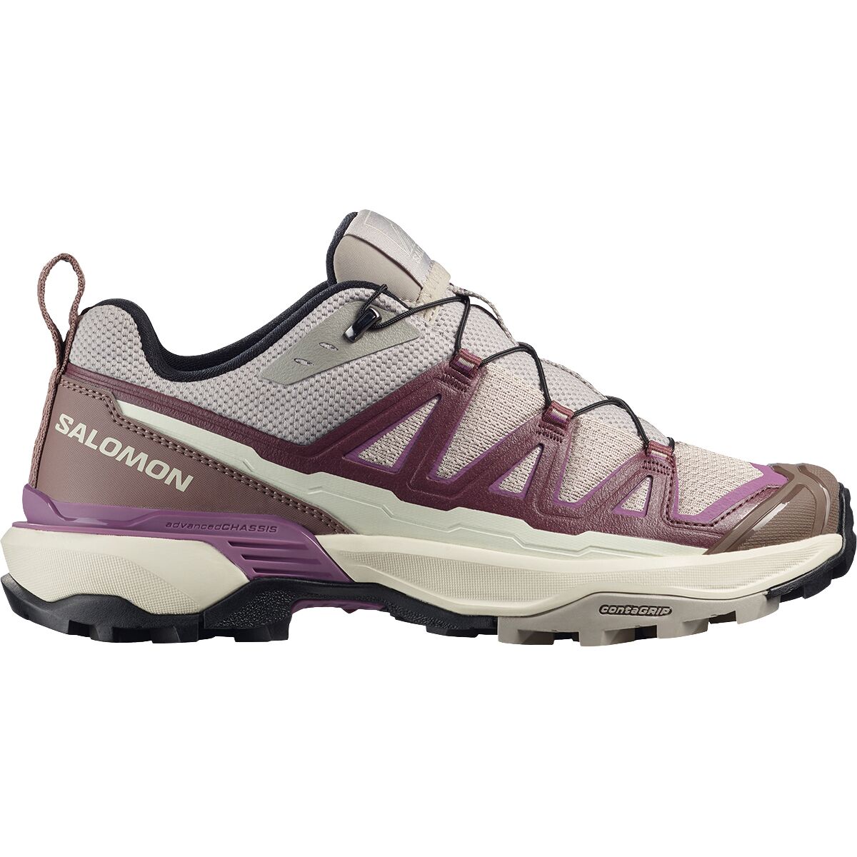 Image of Salomon X Ultra 360 Edge Hiking Shoe - Women's Silver Cloud/Huckleberry/Concord Grape, US 10.0/UK 8.5