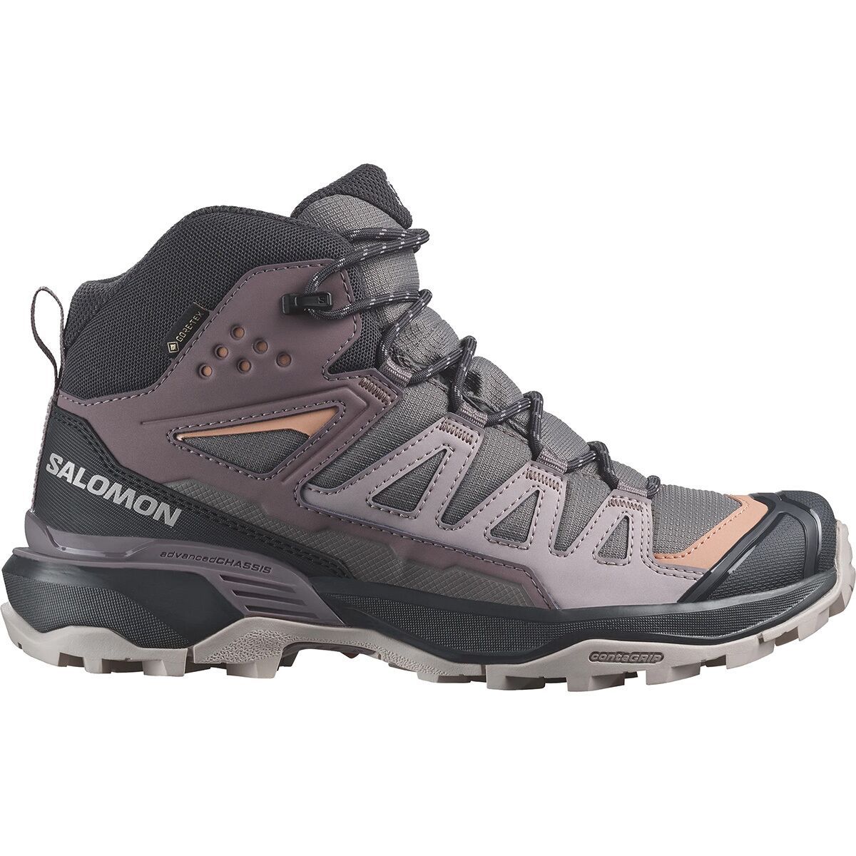Image of Salomon X Ultra 360 Mid GTX Hiking Boot - Women's Plum Kitten/Phantom/Cork, US 7.5/UK 6.0