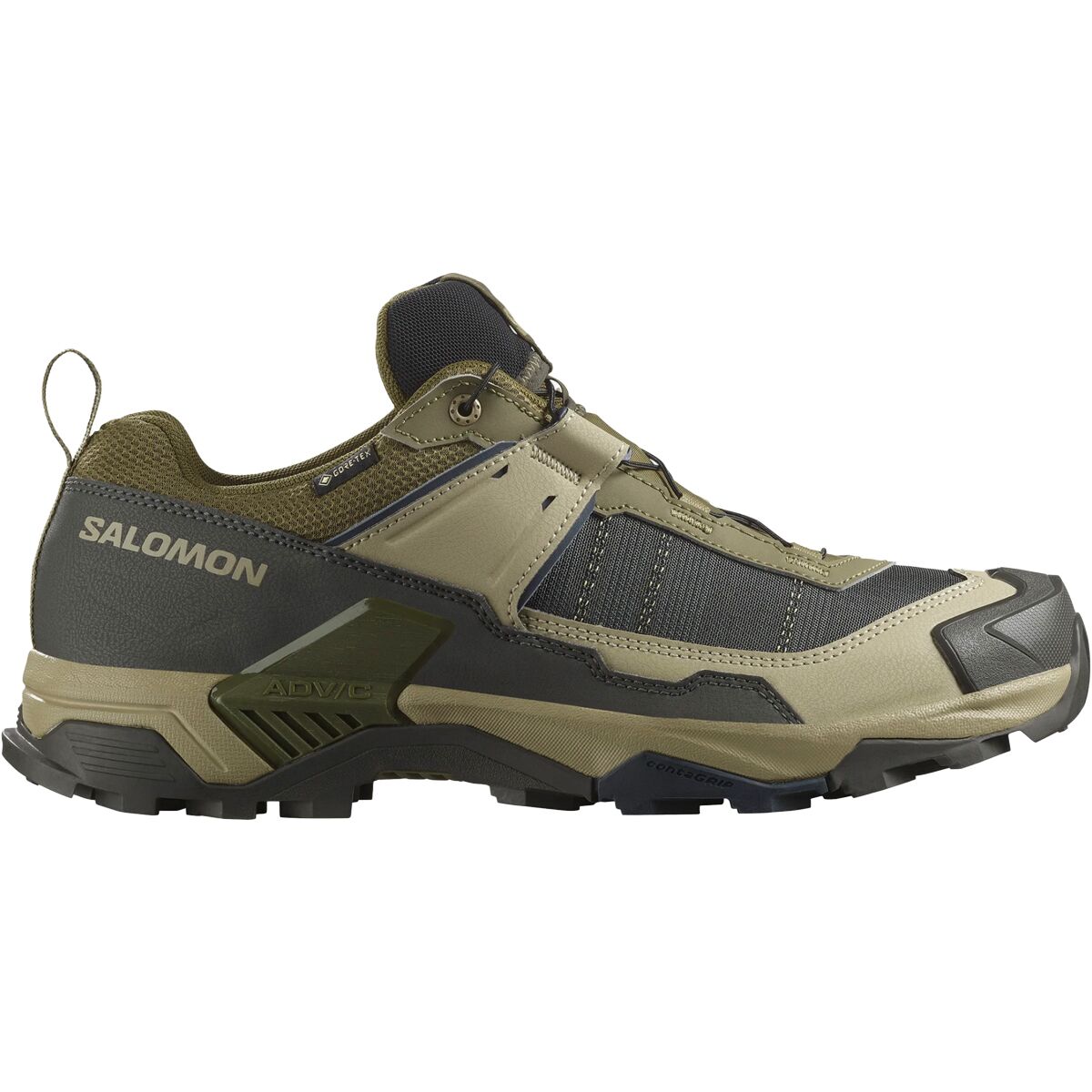Image of Salomon X Ultra 5 GTX Hiking Shoe - Men's Martini Olive/Gray Green/Blue Nights, US 9.5/UK 9.0