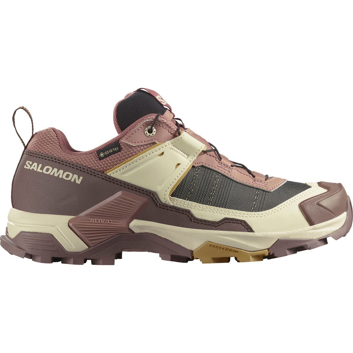 Image of Salomon X Ultra 5 GTX Hiking Shoe - Women's Burlwood/French Roast/Rattan, US 8.5/UK 7.0