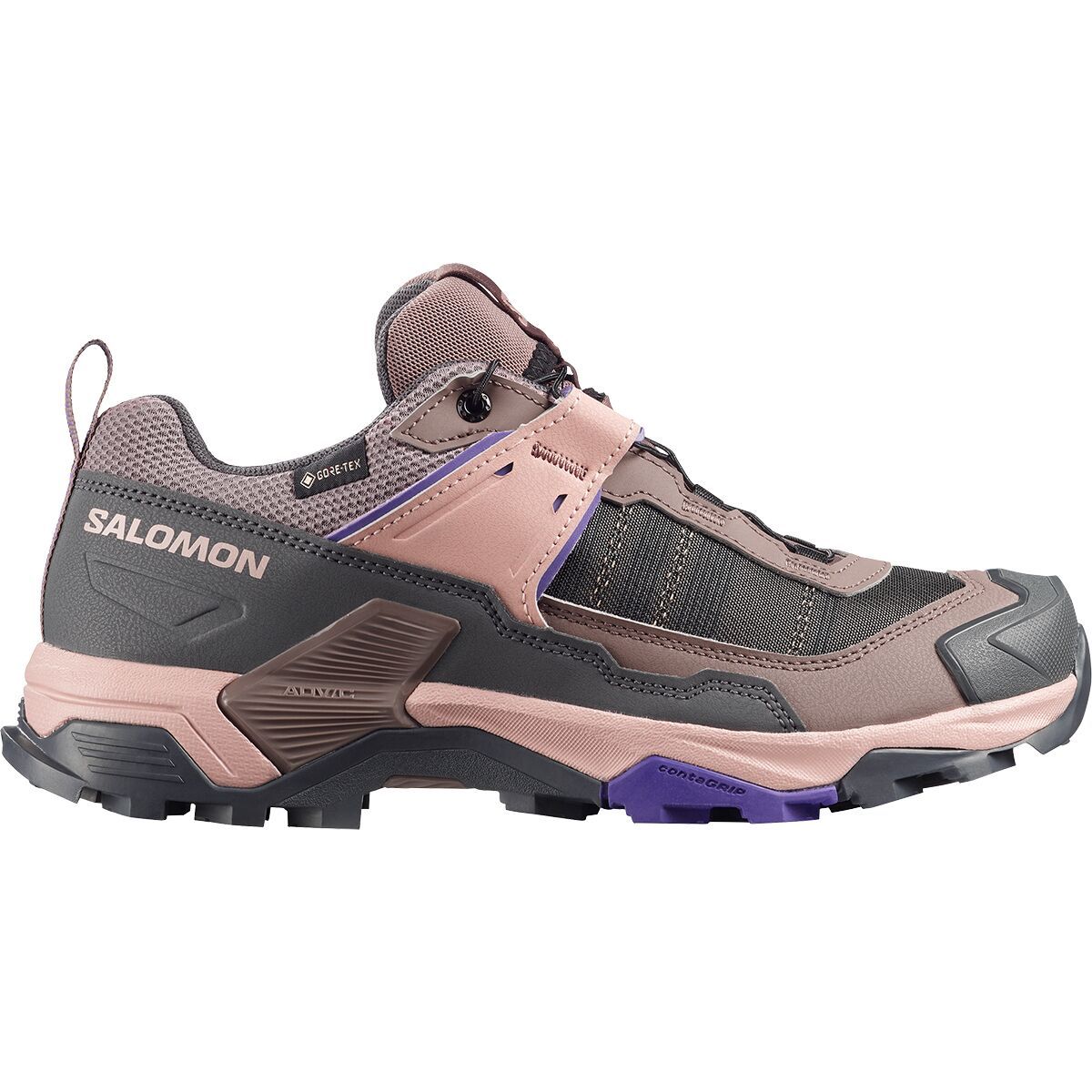 Image of Salomon X Ultra 5 GTX Hiking Shoe - Women's Iron/Shadow Gray/Deep Blue, US 8.0/UK 6.5
