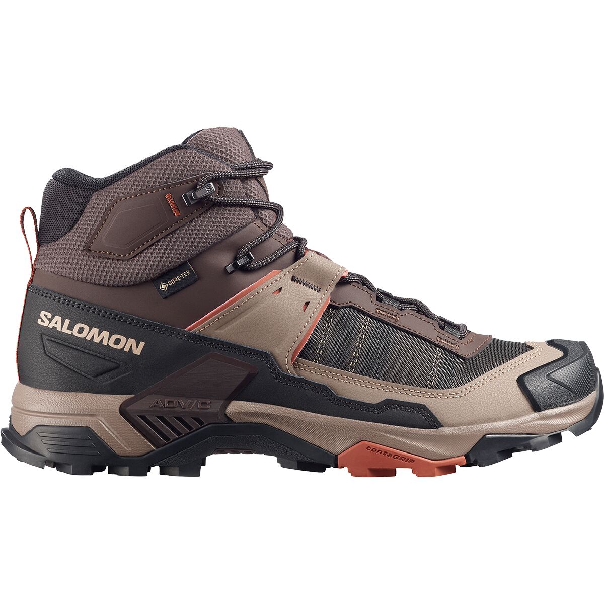 Image of Salomon X Ultra 5 Mid GTX Hiking Boot - Men's Black Coffee/Walnut/Arabian Spice, US 9.0/UK 8.5
