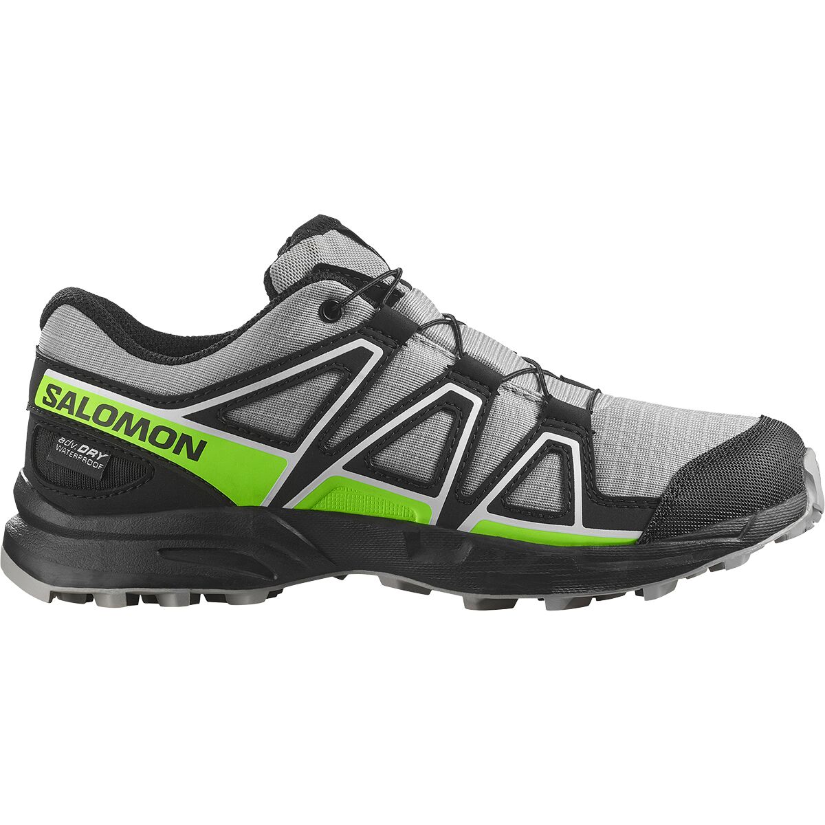 Salomon Speedcross WP Shoe - Kids' Alloy/Black/Green Gecko