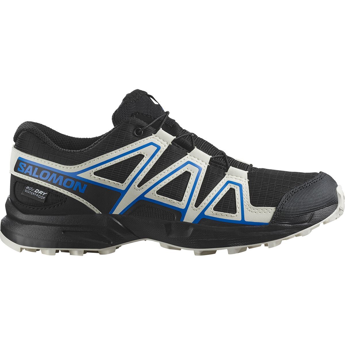Image of Salomon Speedcross WP Shoe - Kids' Black/Vanilla Ice/French Blue, 4.0