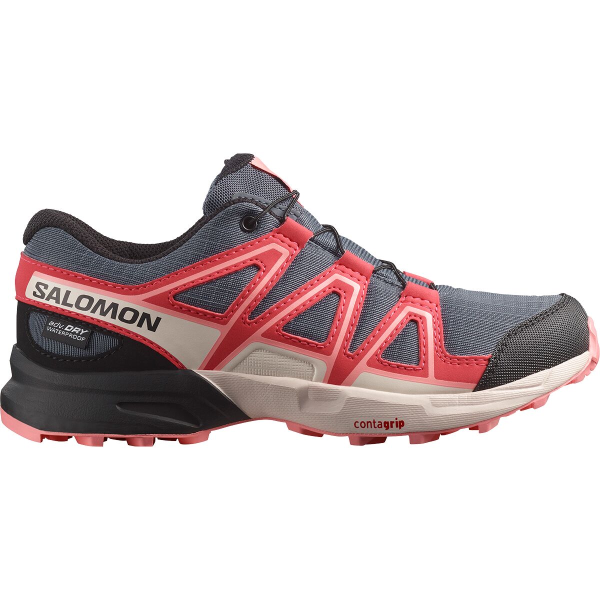 Image of Salomon Speedcross WP Shoe - Kids' Grisaille/Hushed Violet/Rouge Red, 2.0