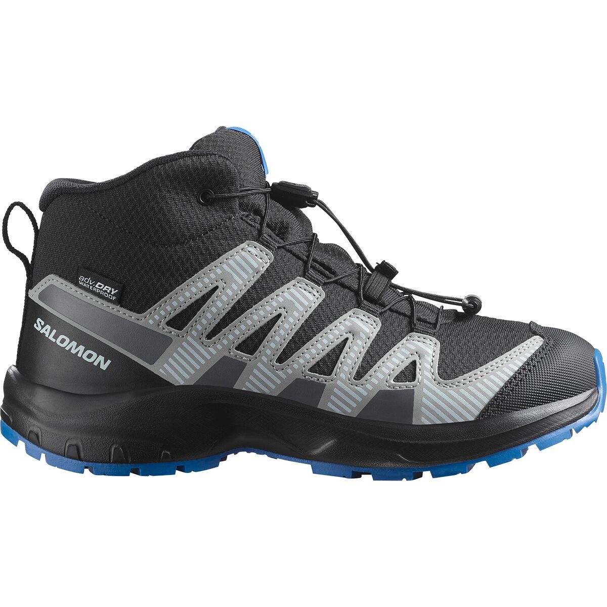 Salomon XA Pro V8 Mid WP Shoe - Kids' Blac/Monument/French Blue, 13.0