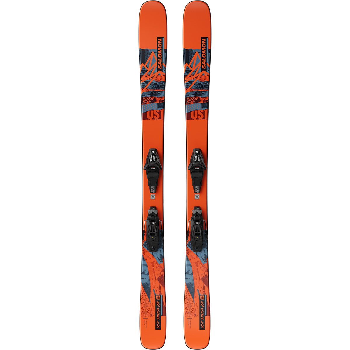 Image of Salomon QST SPARK Jr S Ski + C5 GW J Binding - 2026 - Kids' Flame/Copen Blue/Black, 113cm