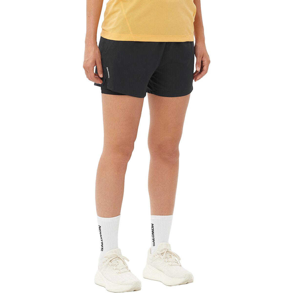 Image of Salomon Shakeout 2in1 4in Short - Women's Deep Black, XS