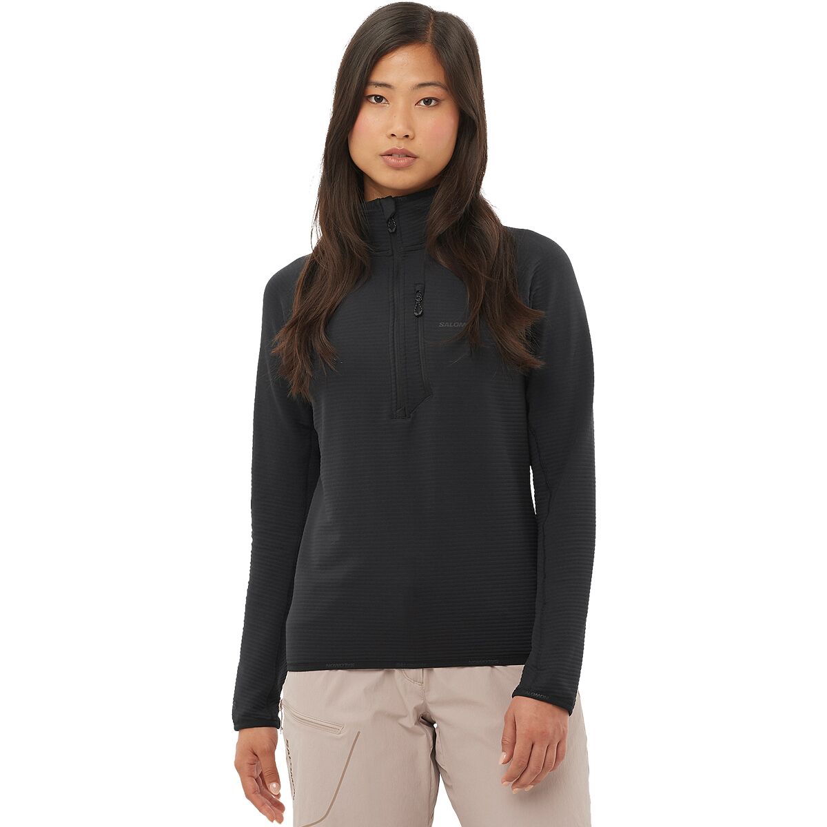 Image of Salomon Sntial Lightwarm 1/2-Zip Jacket - Women's Deep Black, XL