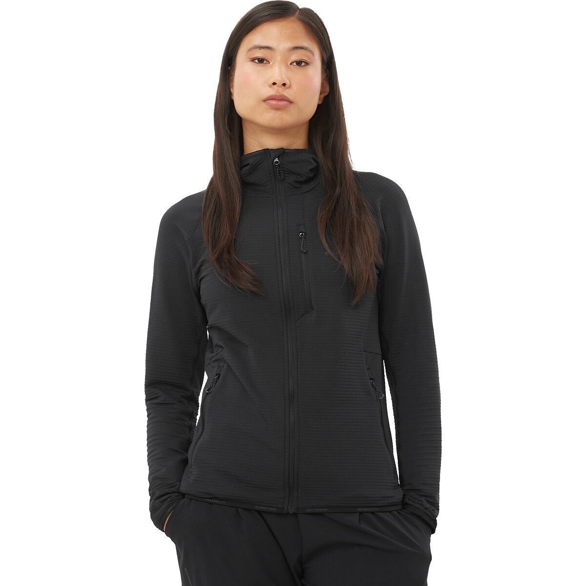 Image of Salomon Sntial Lightwarm Hooded Jacket - Women's Deep Black, XL