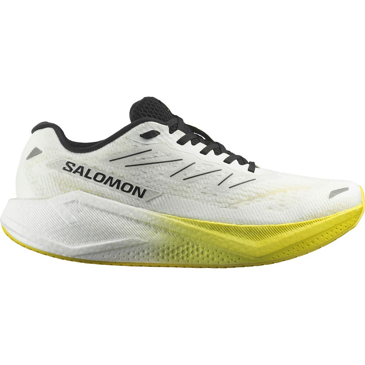 Image of Salomon Aero Blaze 3 Running Shoe - Men's White/Black/Blazing Yellow, US 10.0/UK 9.5