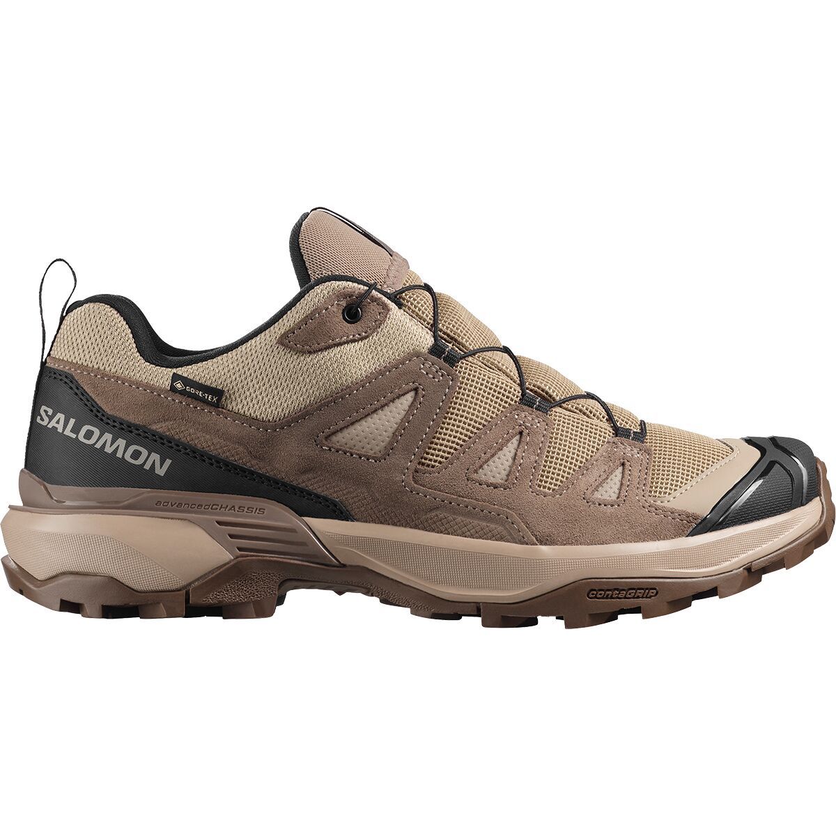 Image of Salomon X Ultra 360 Leather GTX Hiking Shoe - Men's Desert Tan/Walnut/Dark Earth, US 9.0/UK 8.5