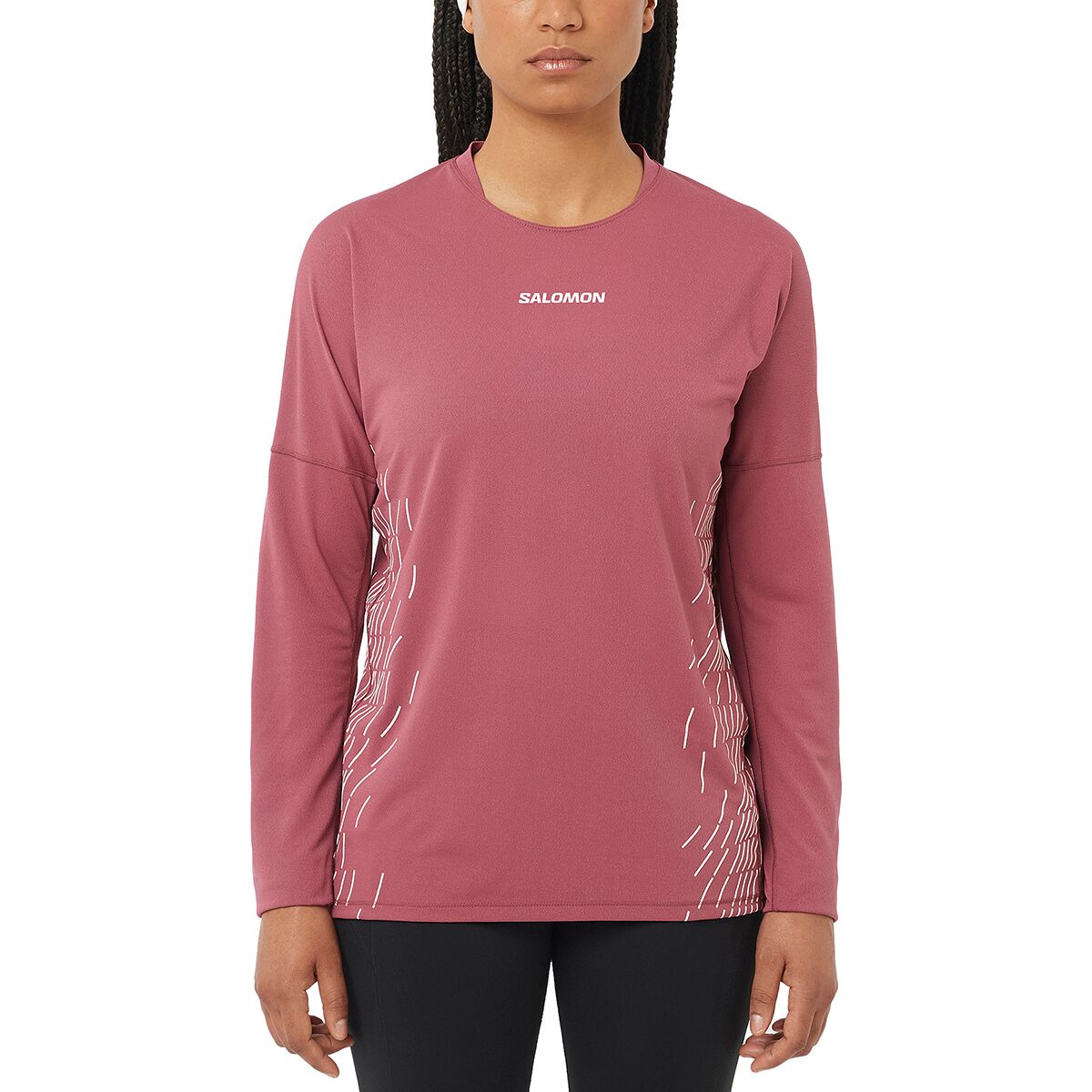 Image of Salomon Sense Aero GFX Long-Sleeve T-Shirt - Women's Nocturne/Whisper White, XL