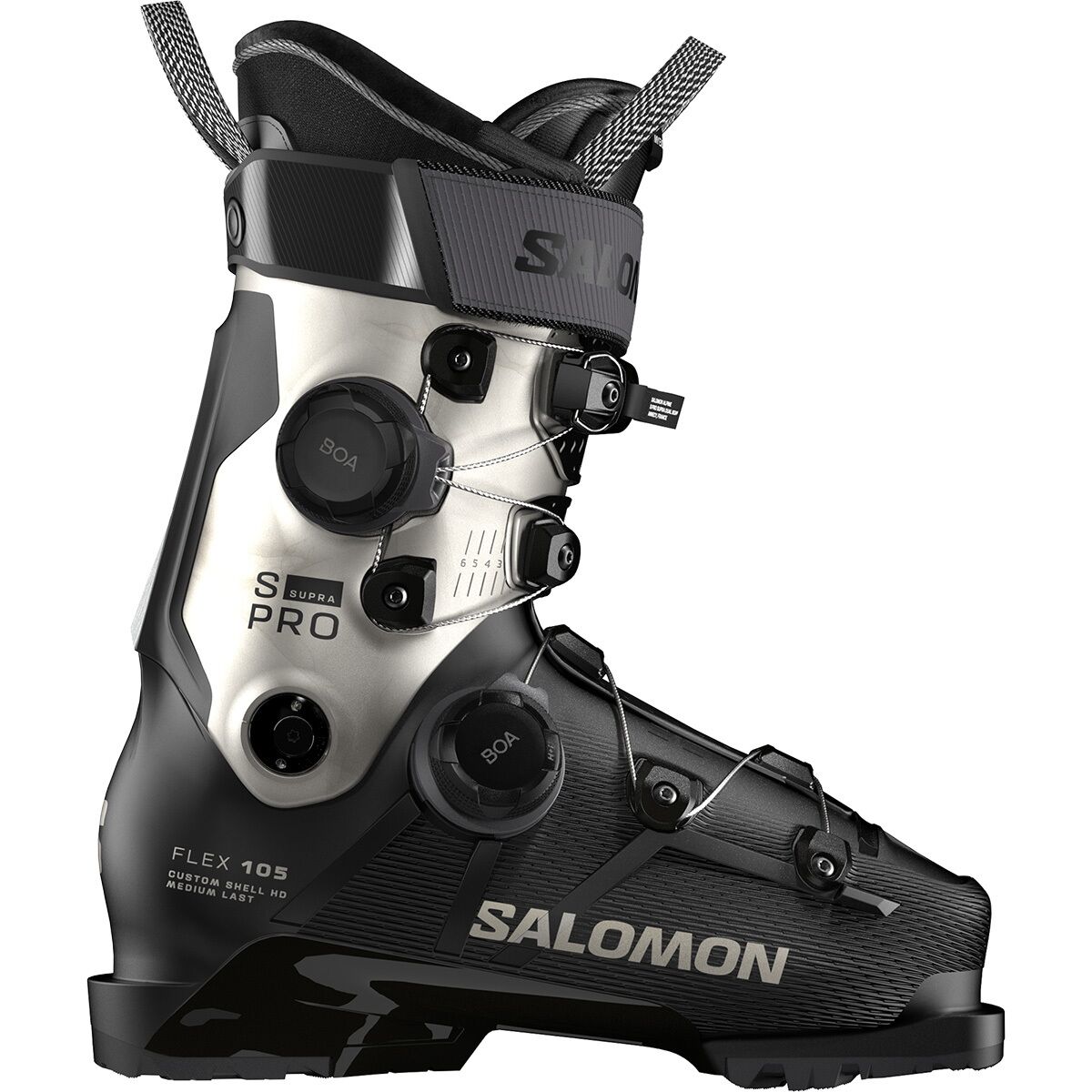 Image of Salomon S/Pro Supra Dual BOA 105 GW Boot - 2026 - Women's Black/Light Bronze Metallic/Black, 24.0/24.5