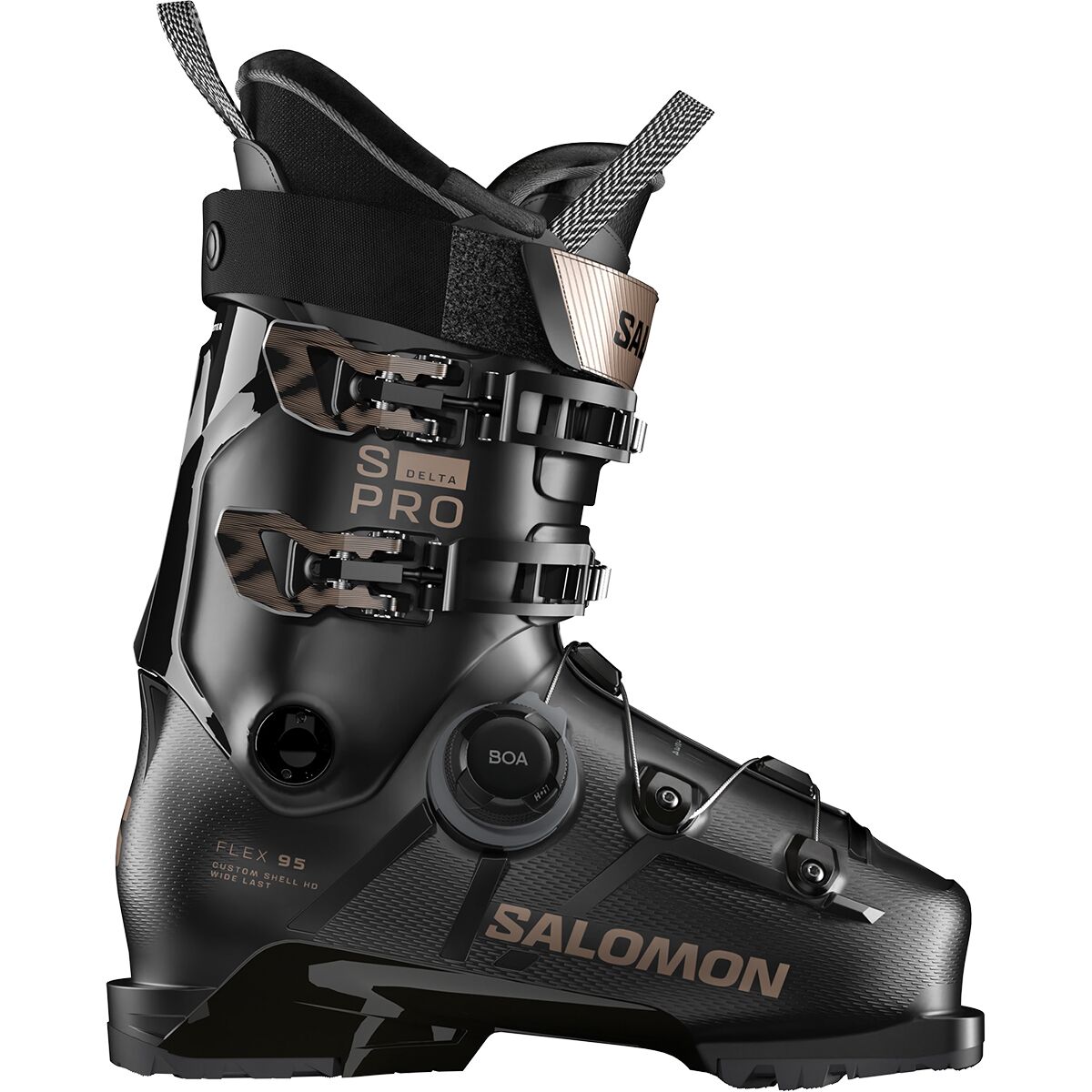 Image of Salomon S/Pro Delta BOA 95 GW Boot - 2027 - Women's Black/Black/Pink Gold Metallic, 27.0/27.5