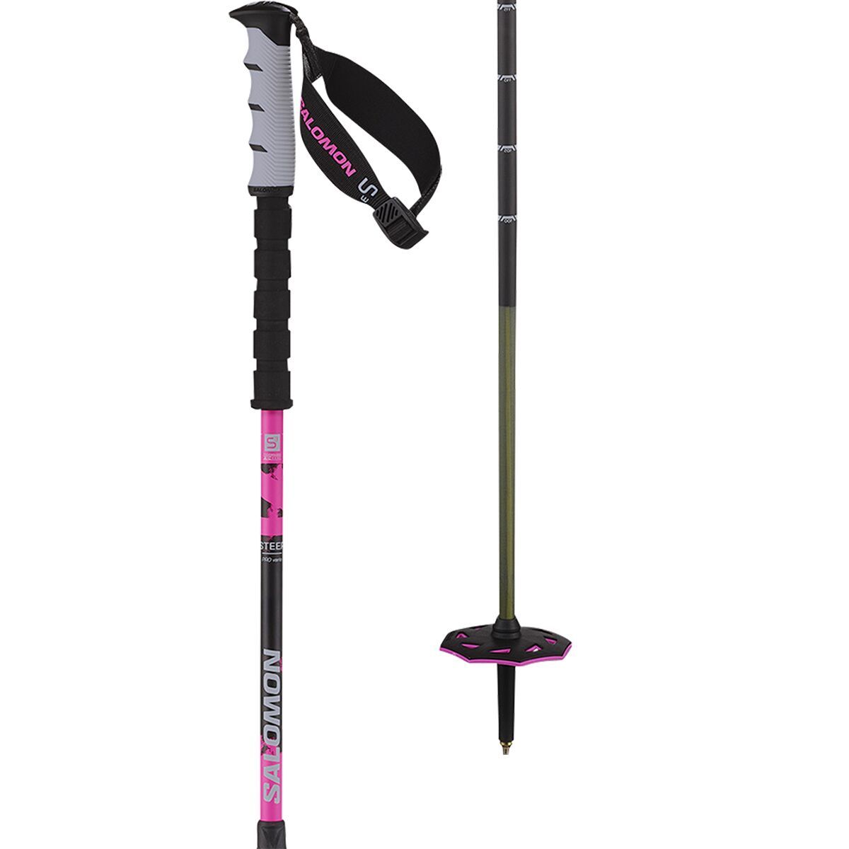 Salomon Steep Pro Vario S3 Ski Poles Black/Rhodamine, One Size