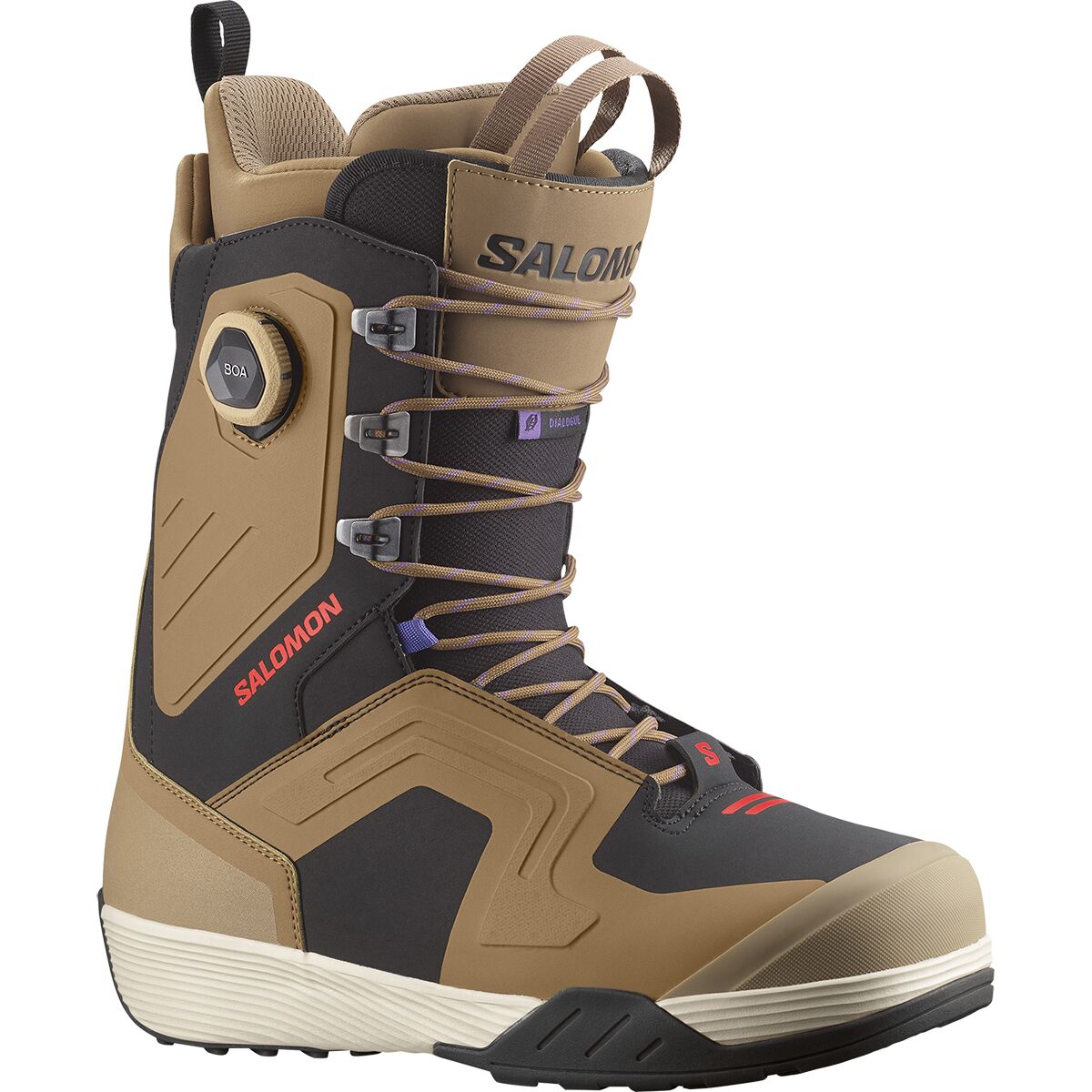Image of Salomon Dialogue Lace SJ BOA Snowboard Boot - 2026 Otter/Black/Fiery Red, 29.5
