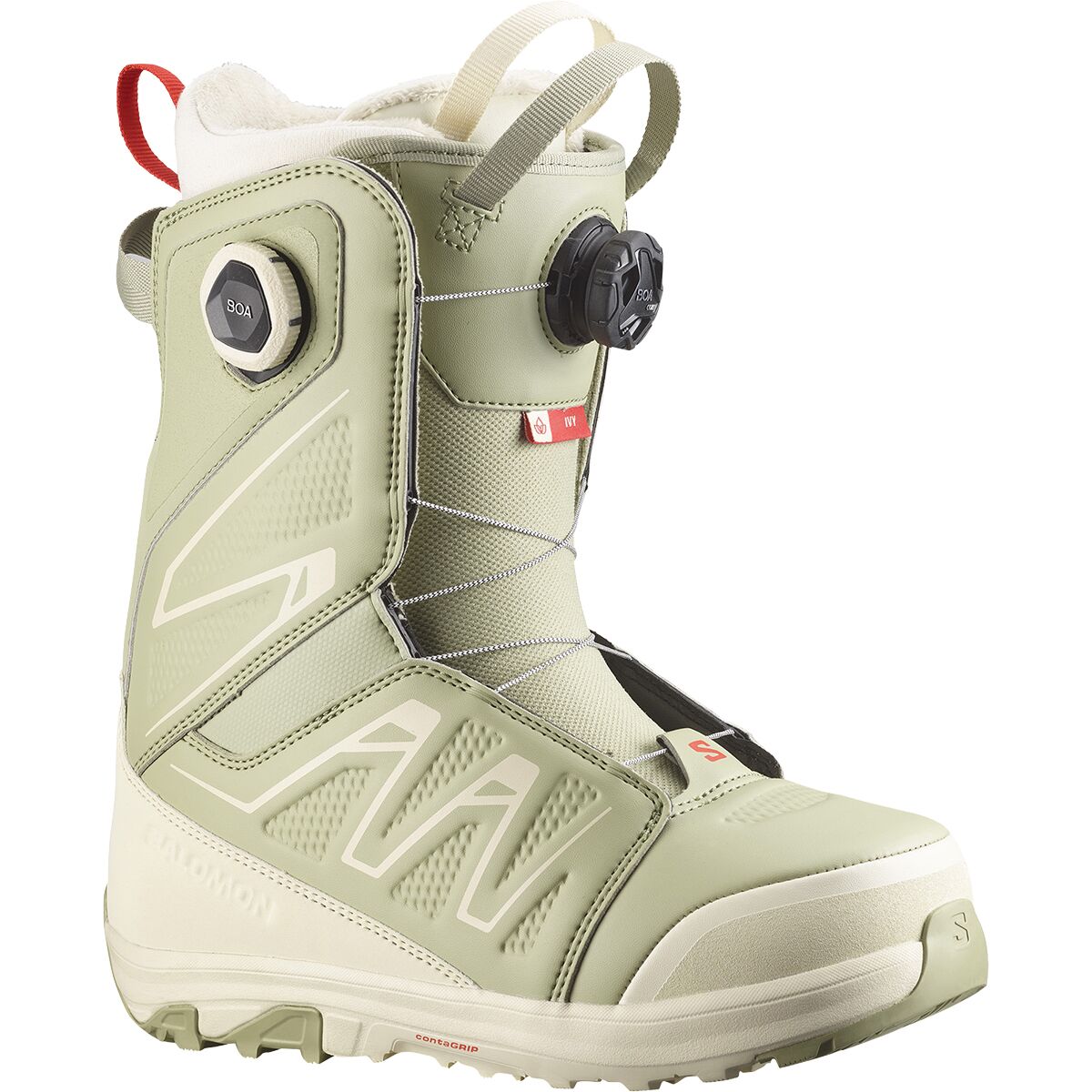 Image of Salomon Ivy SJ BOA Snowboard Boot - 2027 - Women's Tea/Almond Milk/Fiery Red, 25.0