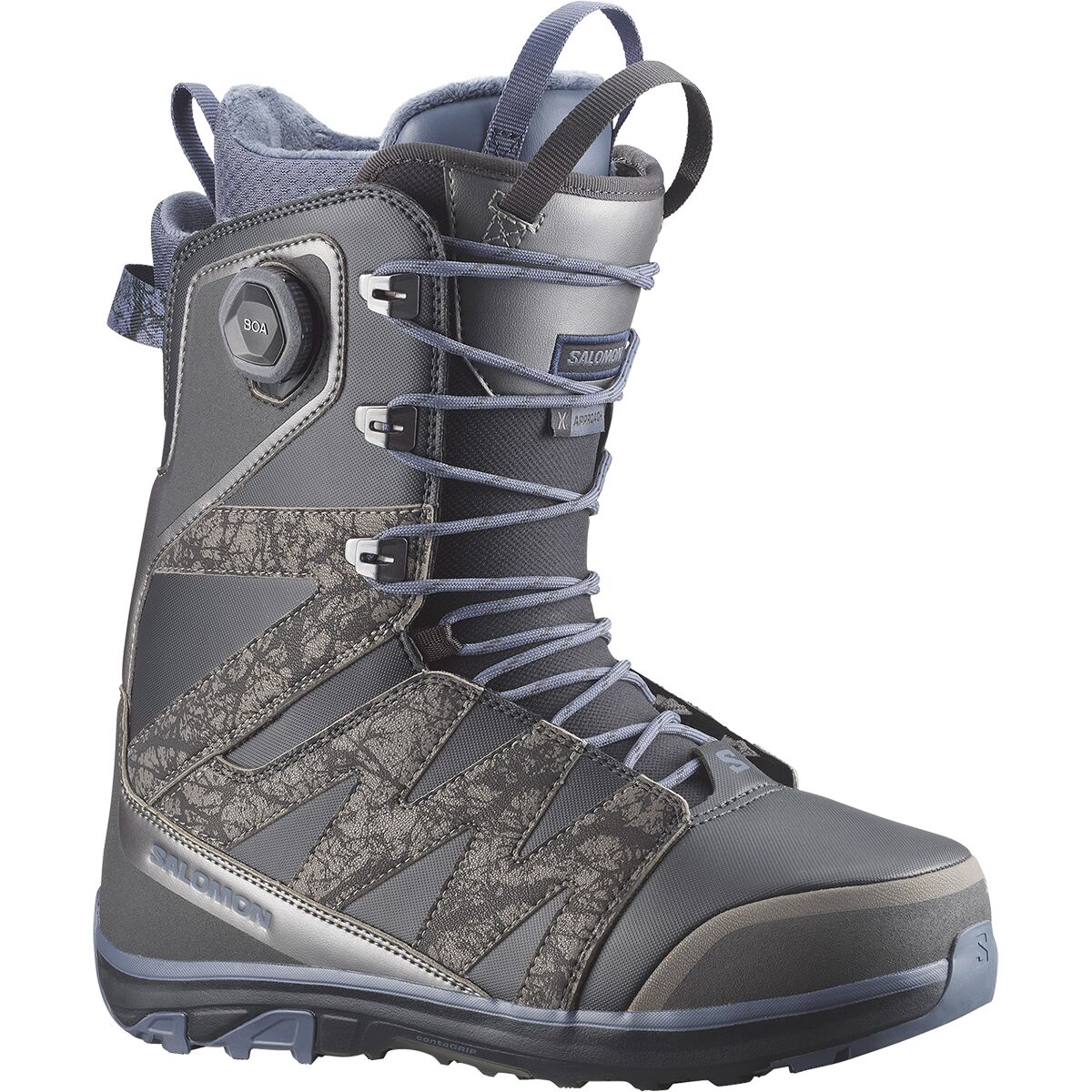 Image of Salomon X Approach Lace SJ BOA Snowboard Boot - 2026 Phantom/Metal Grey/Grisaille, 27.0
