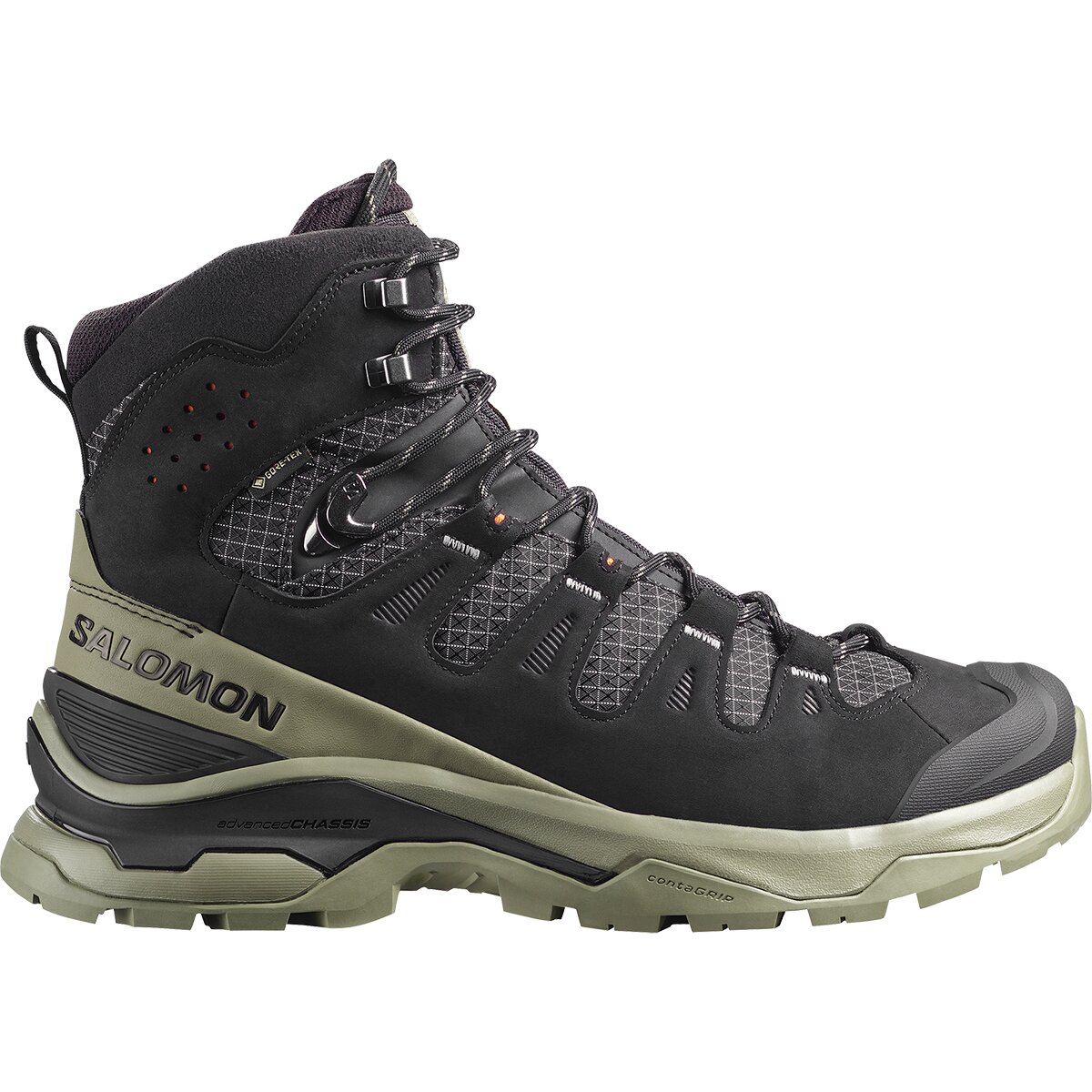 Image of Salomon Quest 5 GORE-TEX Hiking Boot - Men's Black/Deep Lichen Green/Black, US 10.5/UK 10.0