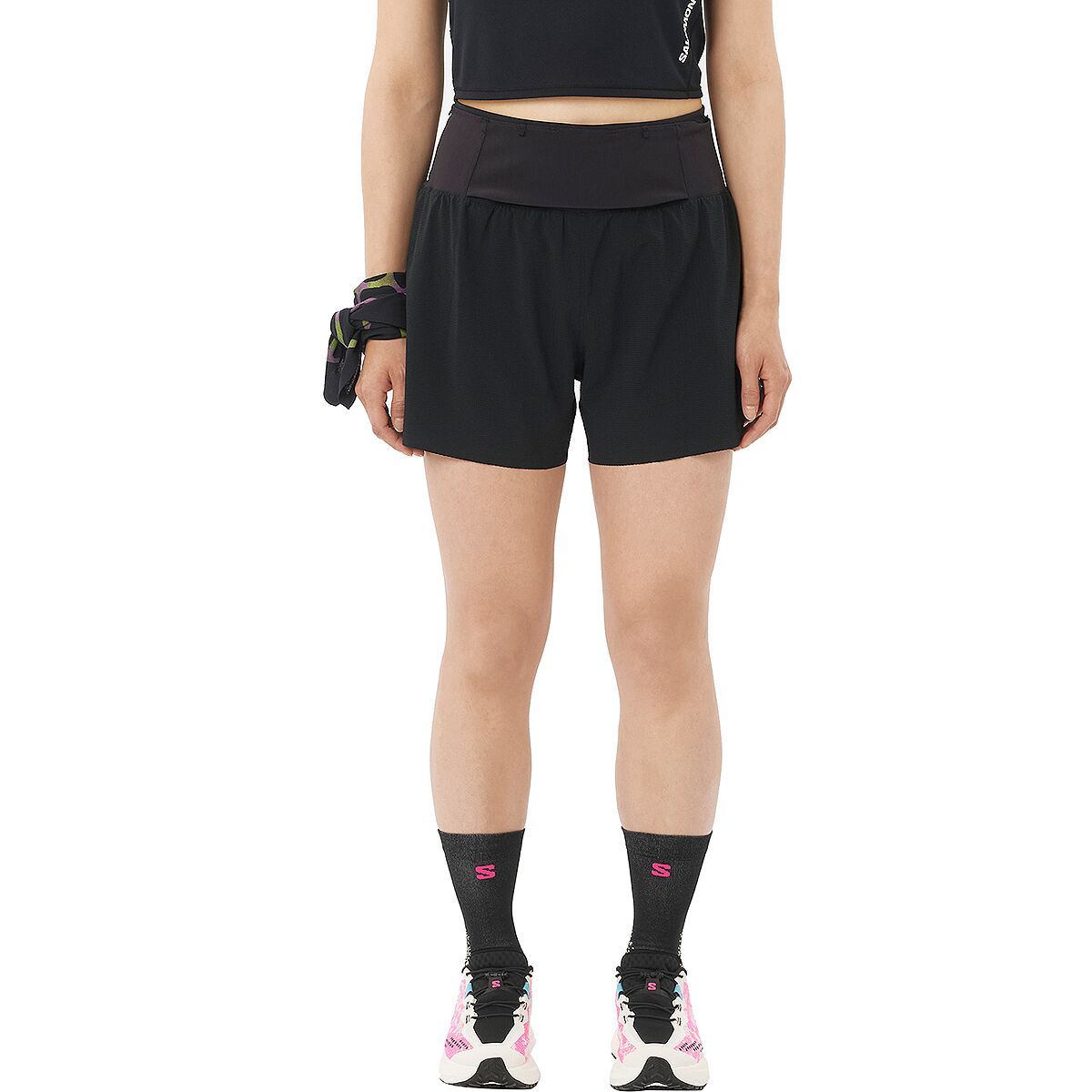 Image of Salomon Sense Aero 2in1 4in Shorts - Women's Deep Black, L