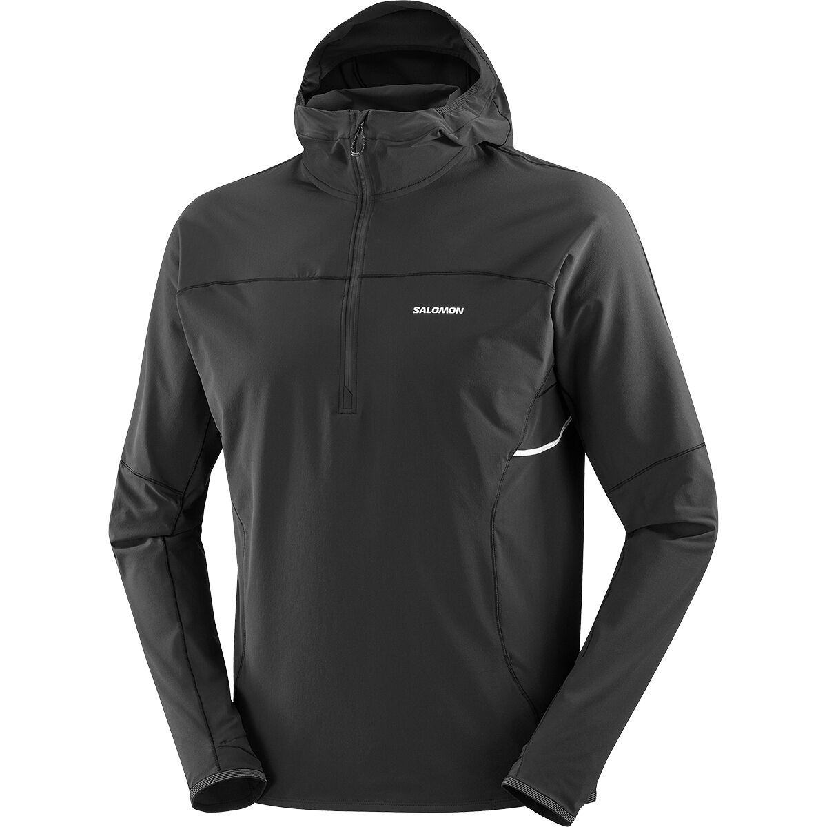 Image of Salomon Sense Aero Hybrid 1/2-Zip Hooded Jacket - Men's Deep Black, L