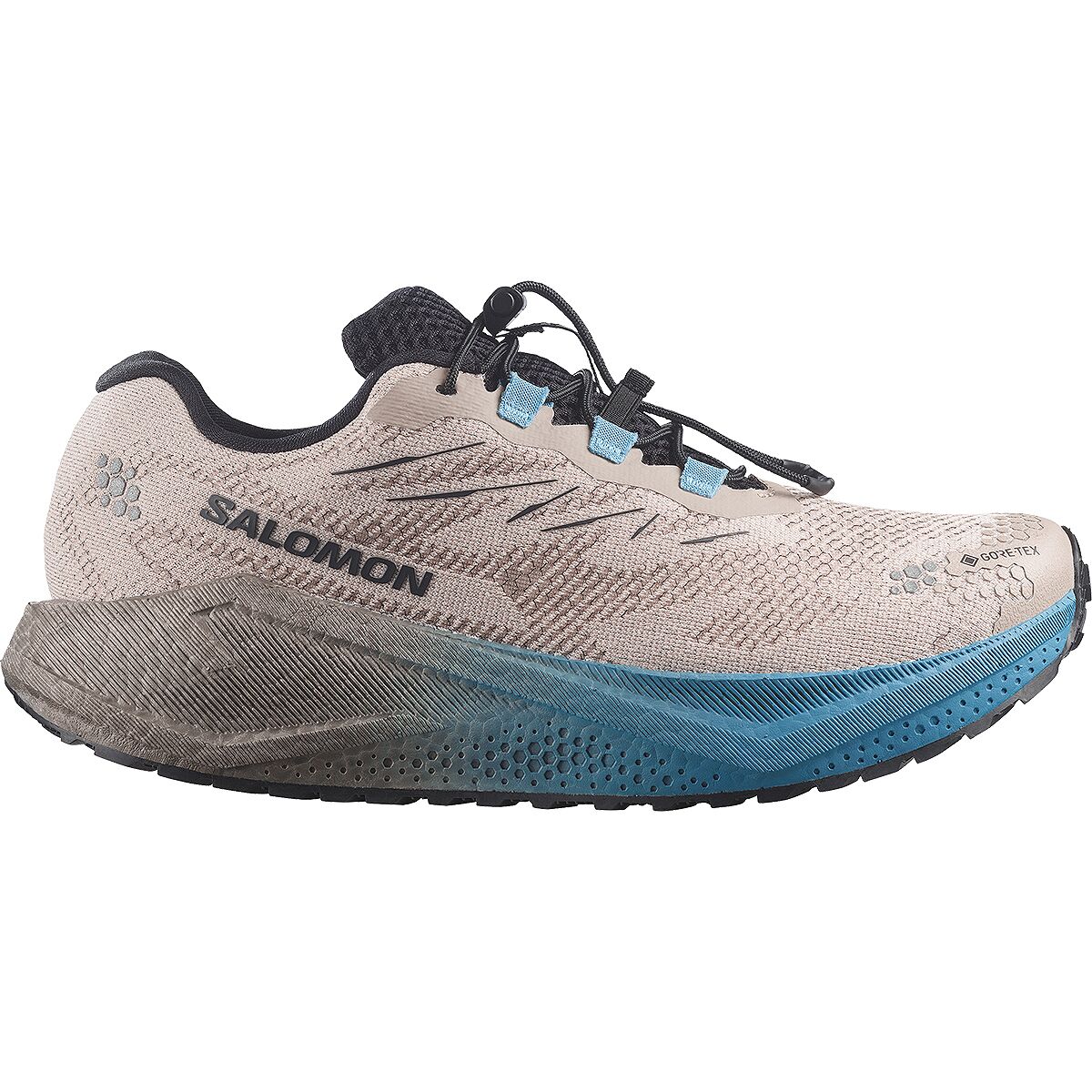 Image of Salomon Aero Blaze 4 Grvl GTX Running Shoe - Men's Oxford Tan/Black/Niagara, US 8.5/UK 8.0