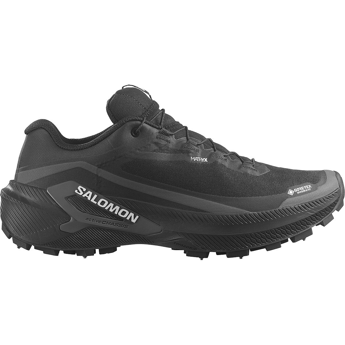 Image of Salomon Genesis 2 GTX Spike Trail Running Shoe Black/Black/White, Mens 5.0/Womens 6.0