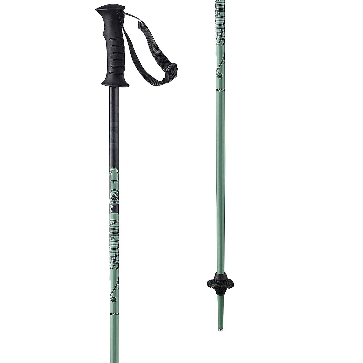 Image of Salomon Kaloo Jr Ski Poles - Kids' Black/Green, 90cm