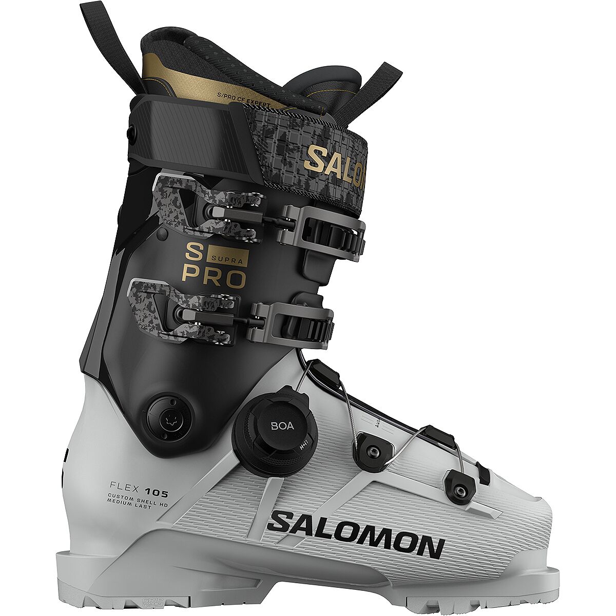 Image of Salomon S/Pro Supra S 105 BOA Boot - 2027 - Women's Gray Aurora/Black/Gold Met, 25.0/25.5