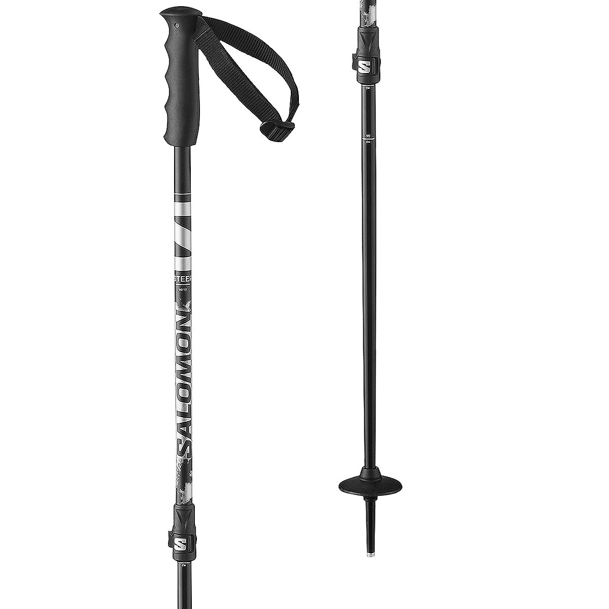 Image of Salomon Steep Vario Jr Ski Poles - Kids' Black/Silver, One Size