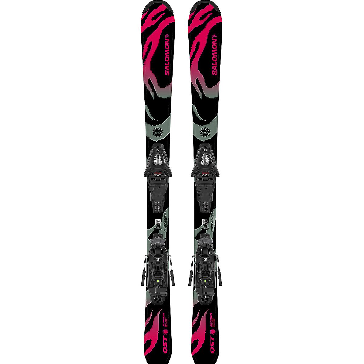 Image of Salomon QST JR Ski w/ C5 GW Binding - 2027 - Kids' Black/Neon Punch/Iceberg Green, 120cm