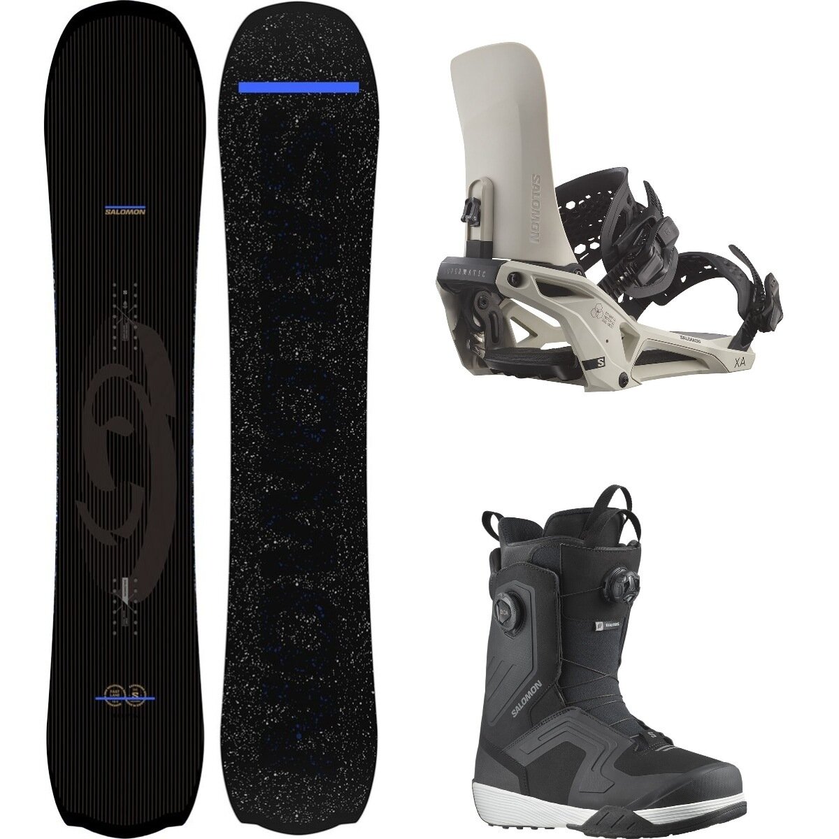 Image of Salomon Fastlane Snowboard + XA Supermatic Binding + Dialogue Boot One Color,Rainy Day,Black/Black/White, 157cm,M,26