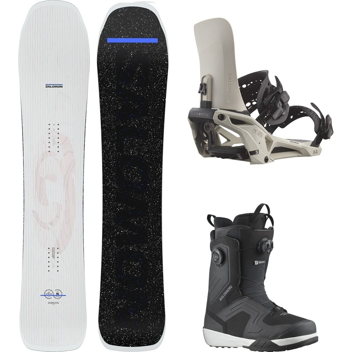 Image of Salomon Jetstream Snowboard + XA Supermatic Binding + Dialogue Boot One Color,Rainy Day,Black/Black/White, 160cm,L,29
