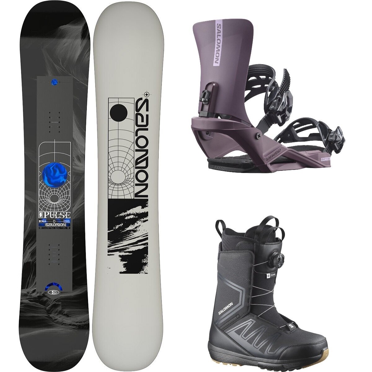 Image of Salomon Pulse w/ Faction BOA + Rhythm Snowboard Pkg One/HklBry/Blk/Blk/Blk, 152cm/M/26.0