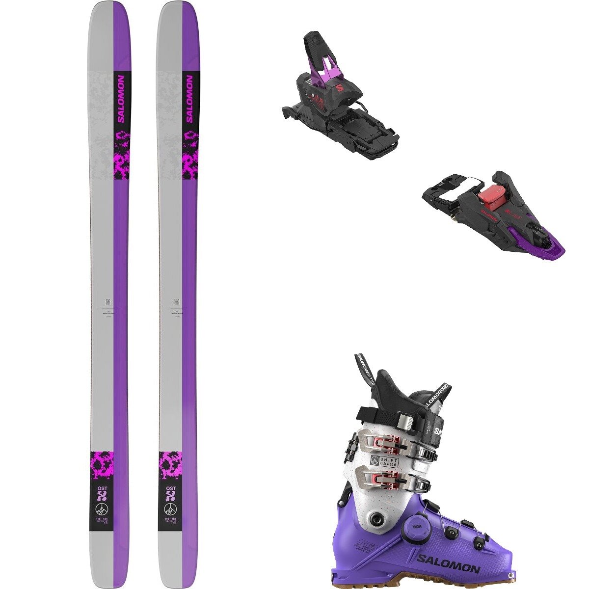 Salomon QST X Ski + Shift 2 16 + Shift Alpha BOA 130 Boot - 2026 BlkPnkLnRck/PanBlkRsb/VltBlkBlk, 192cm/SH120/25.5