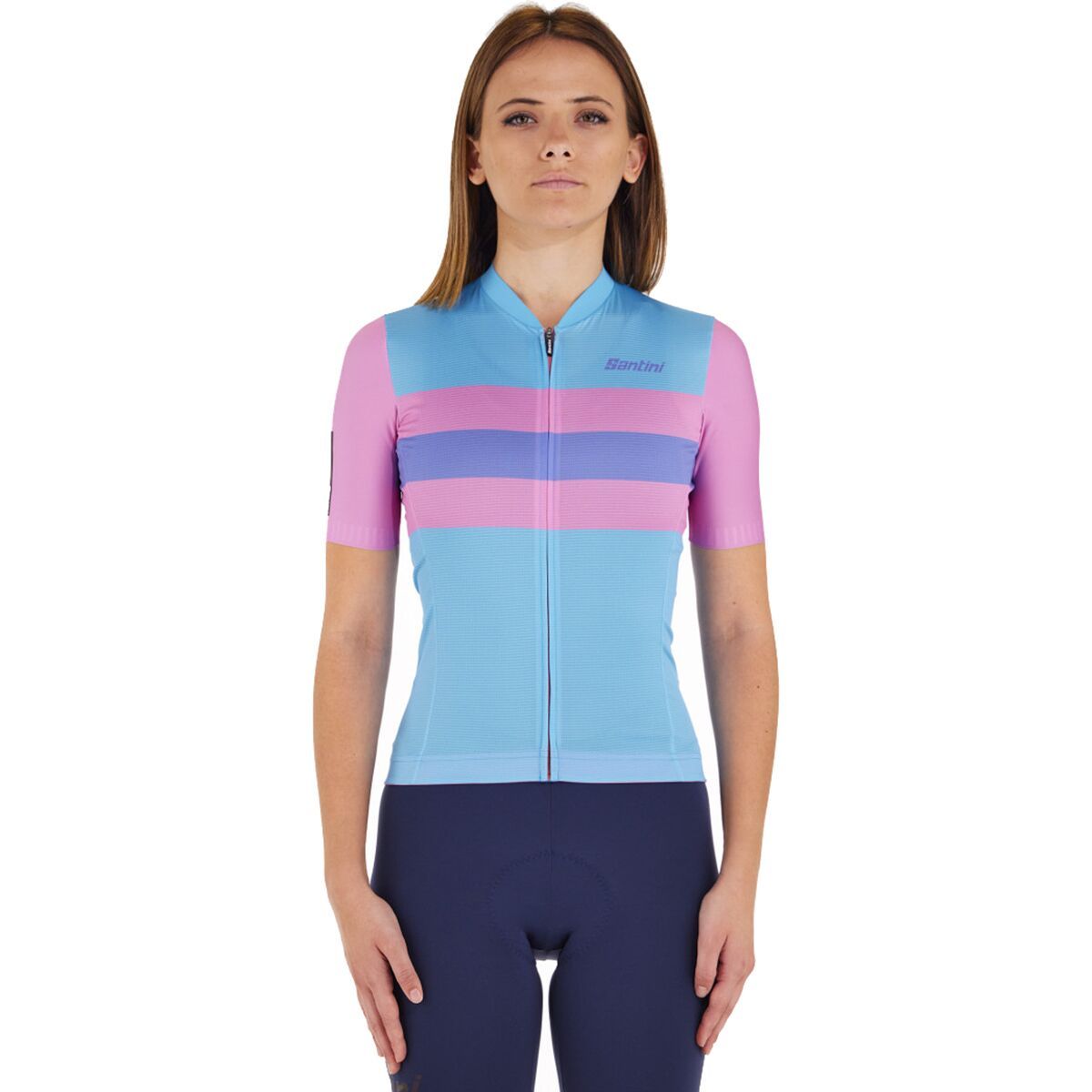 Image of Santini Eco Sleek Bengal Short-Sleeve Jersey - Women's Turquoise, XL