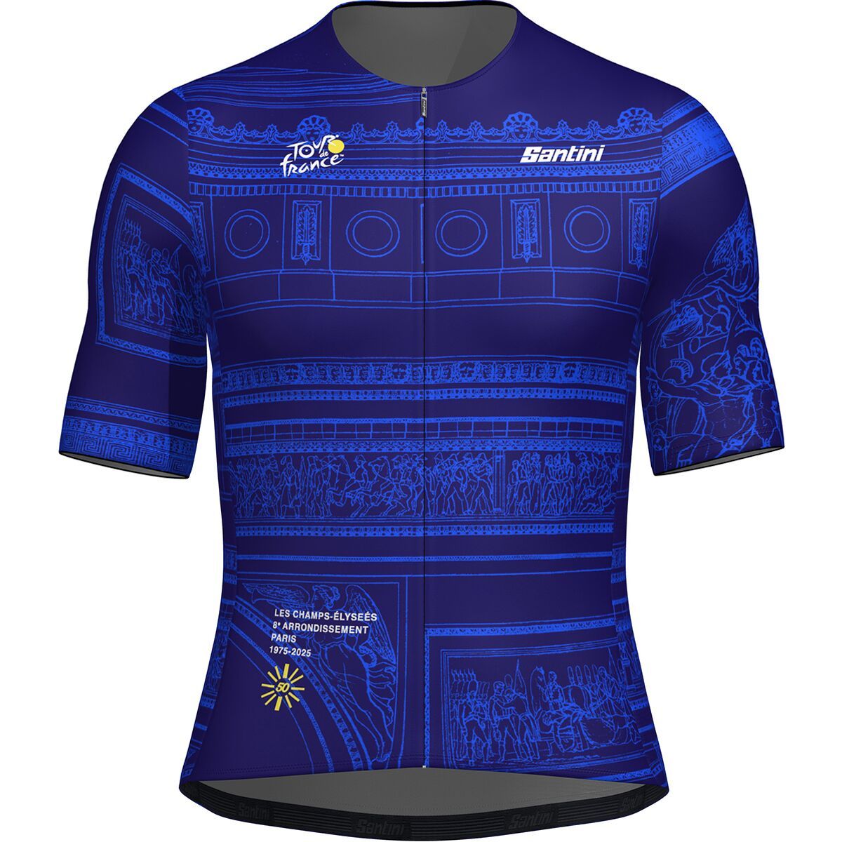 Image of Santini Tdf Arrivee Arc De Triomphe Jersey - Men's Marine Blue, M