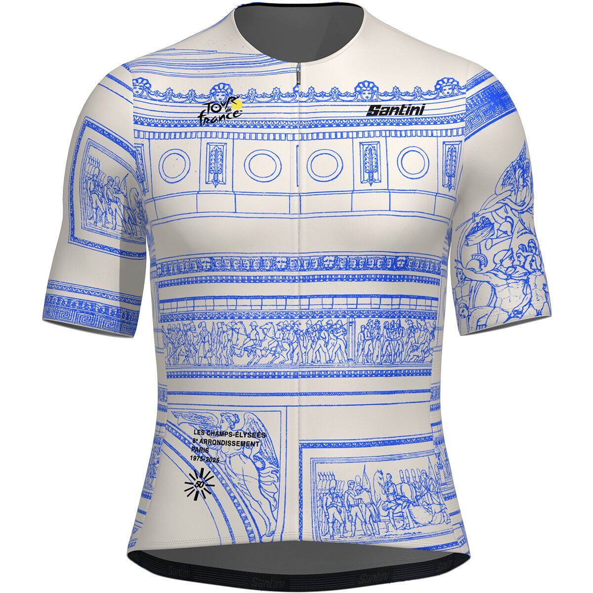 Image of Santini Tdf Arrivee Arc De Triomphe Jersey - Men's White, XL