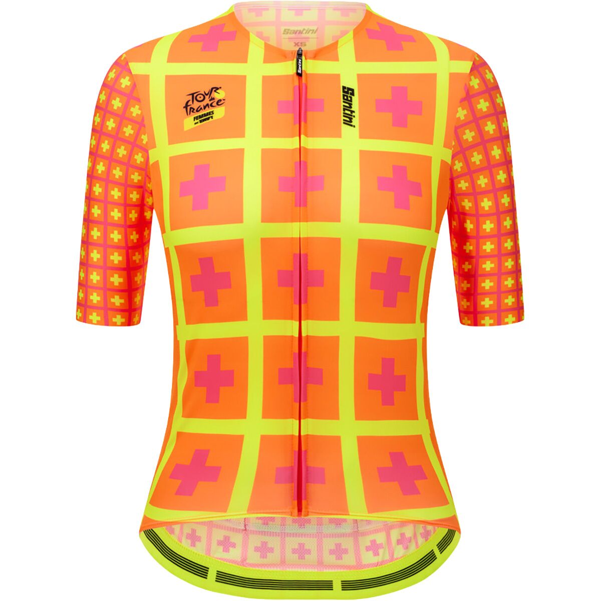 Image of Santini TDF Suisse Short-Sleeve Jersey - Men's Arancio Fluo, S