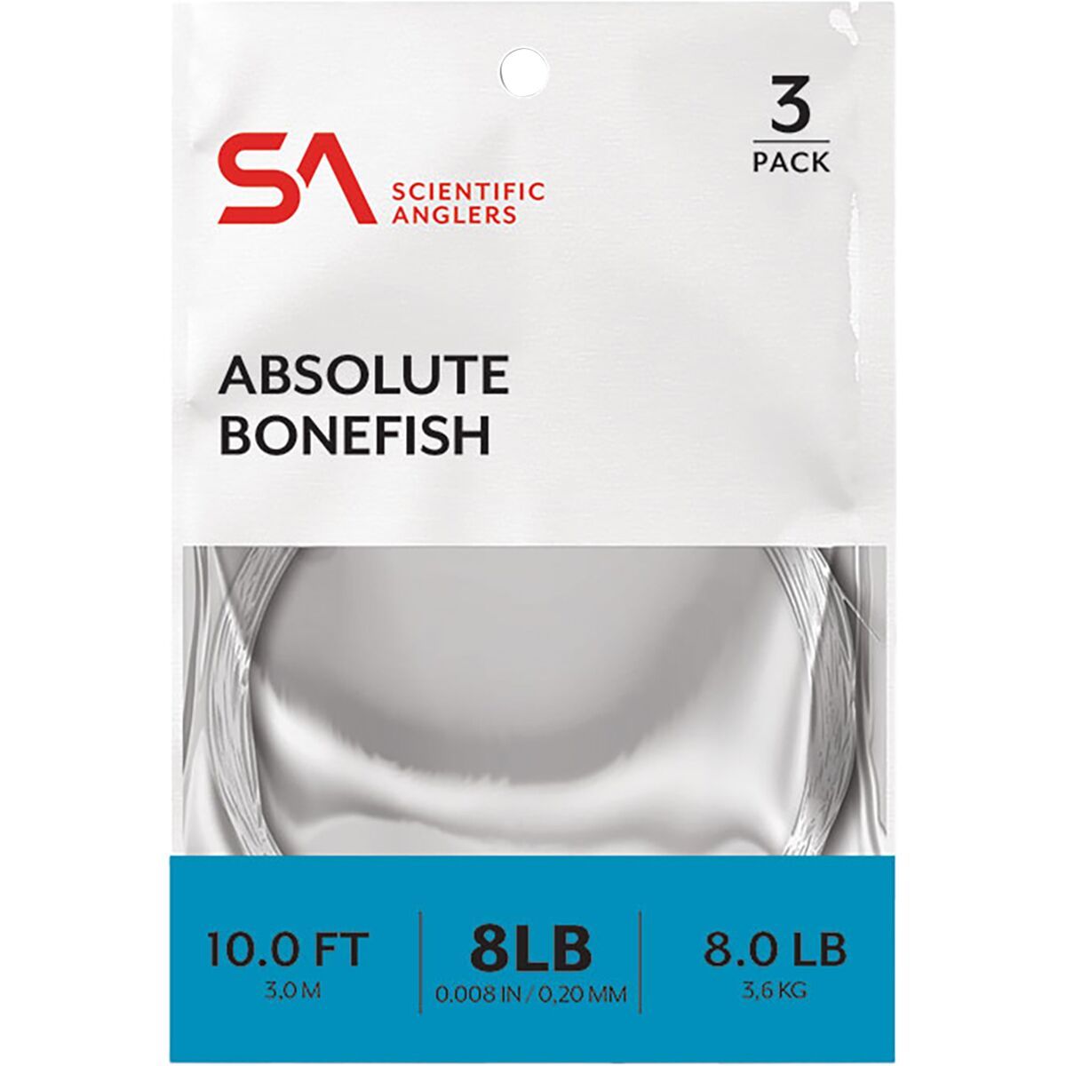 Scientific Anglers Absolute Bonefish 10-Foot Leader - 3-Pack Clear, 8lb