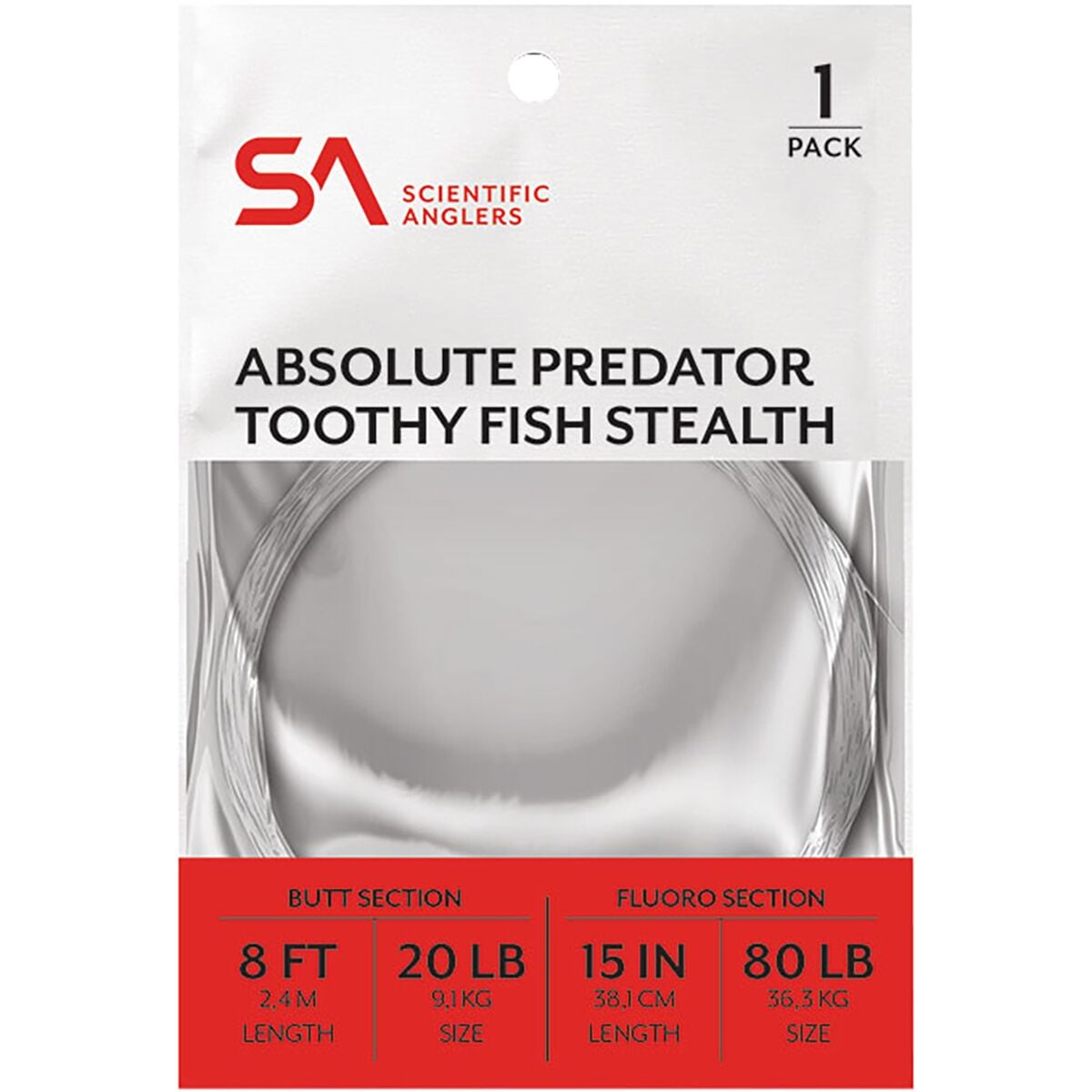 Image of Scientific Anglers Absolute Predator Toothy Fish Stealth Leader Clear, One Size