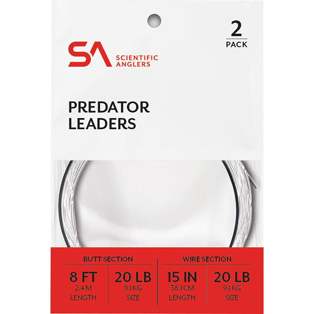 Image of Scientific Anglers Predator Tapered Leader W/15in Wire Tippet Black, 20lb 1x7 Wire