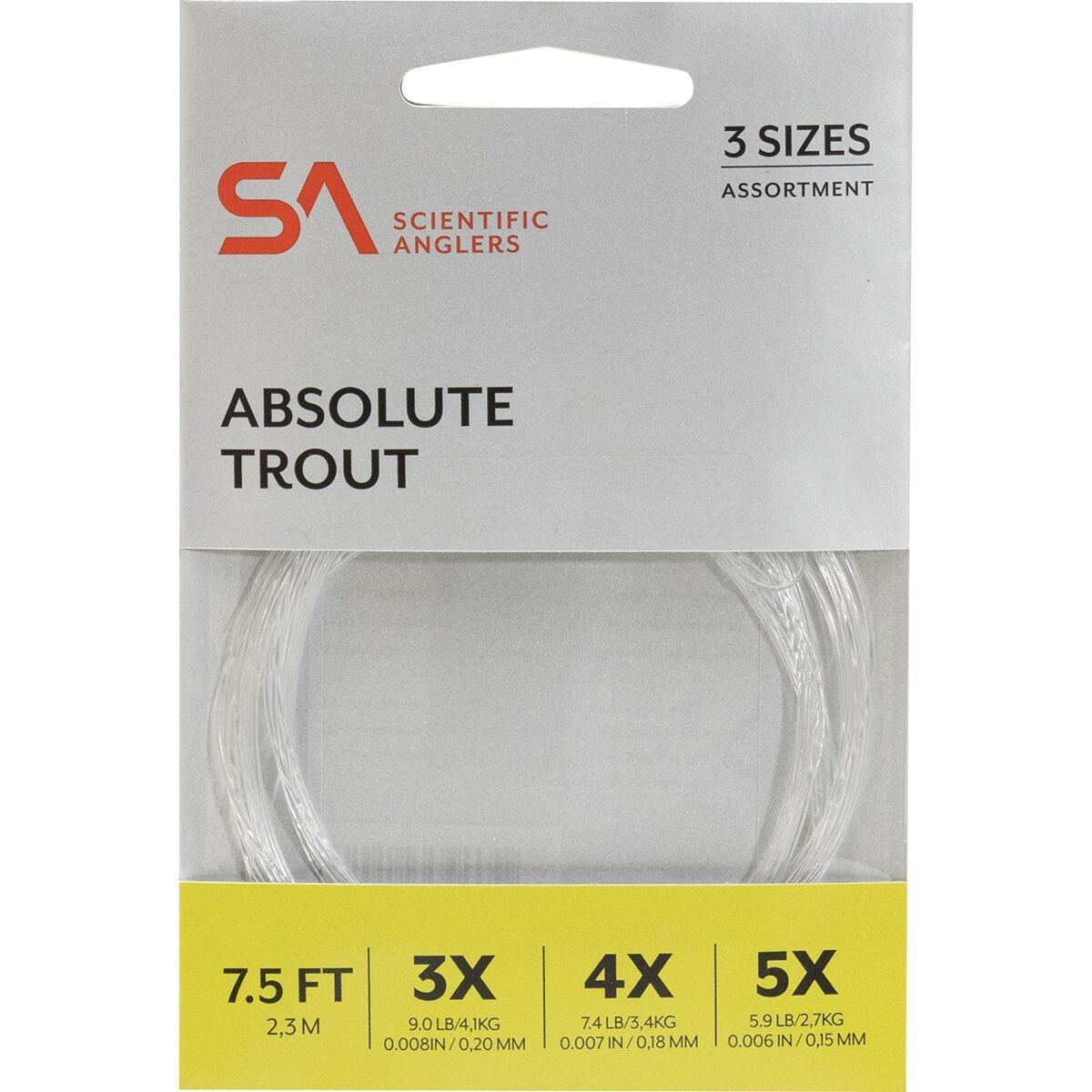 Scientific Anglers Absolute Trout Leader Assortment - 7.5ft Clear, 3-5X