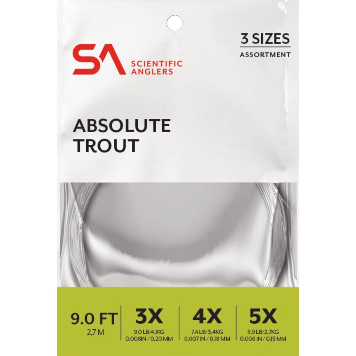 Scientific Anglers Absolute Trout Leader Assortment - 9ft Clear, 3-5X